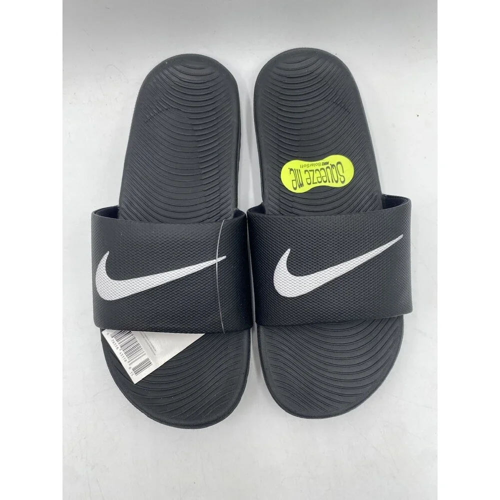 NIKE KAWA SLIDE Kids' NEW Slides Black/White Multiple Sizes